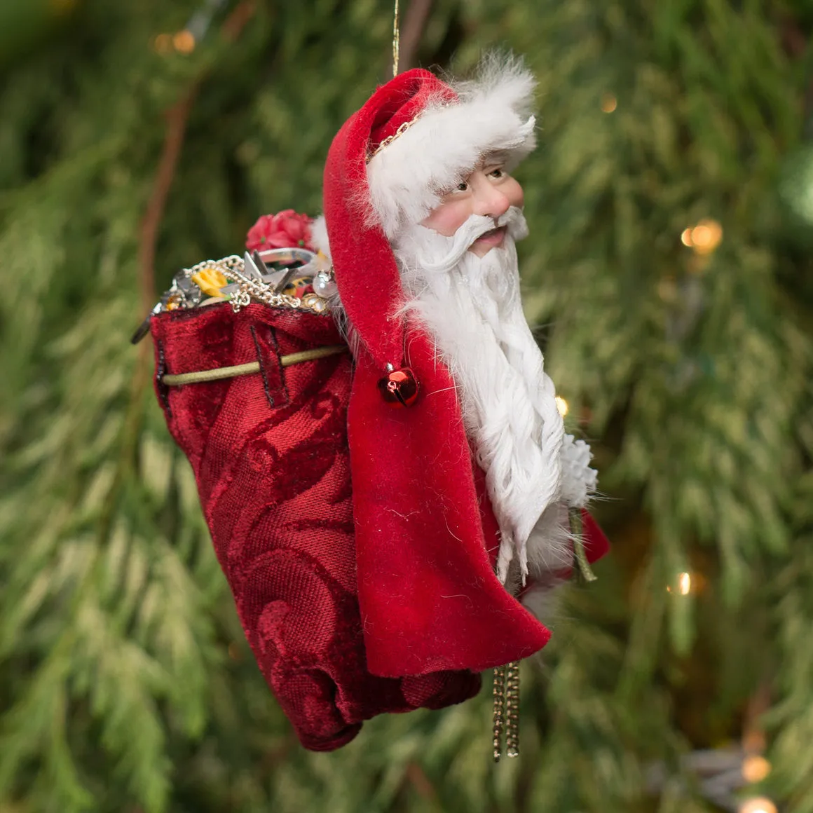 Santa Claus - Red sac full of presents. Handmade Christmas collectable 1