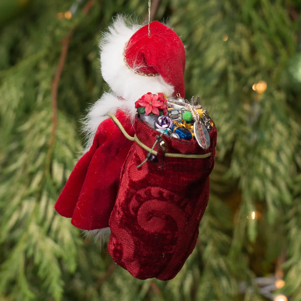 Santa Claus - Red sac full of presents. Handmade Christmas collectable 1