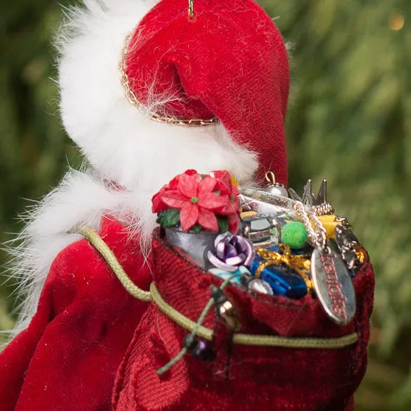 Santa Claus - Red sac full of presents. Handmade Christmas collectable 1