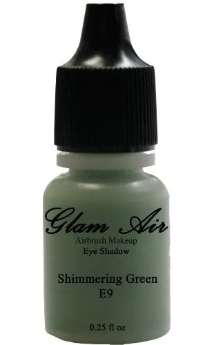 Set of Three (3) Shades of Glam Air Airbrush Eye Shadow Makeup E9 Shimmery Green, E15 Clear Shimmer and E32 Princess Pink Water-based Formula Last All Day (For All Skin Types) 0.25oz Bottles