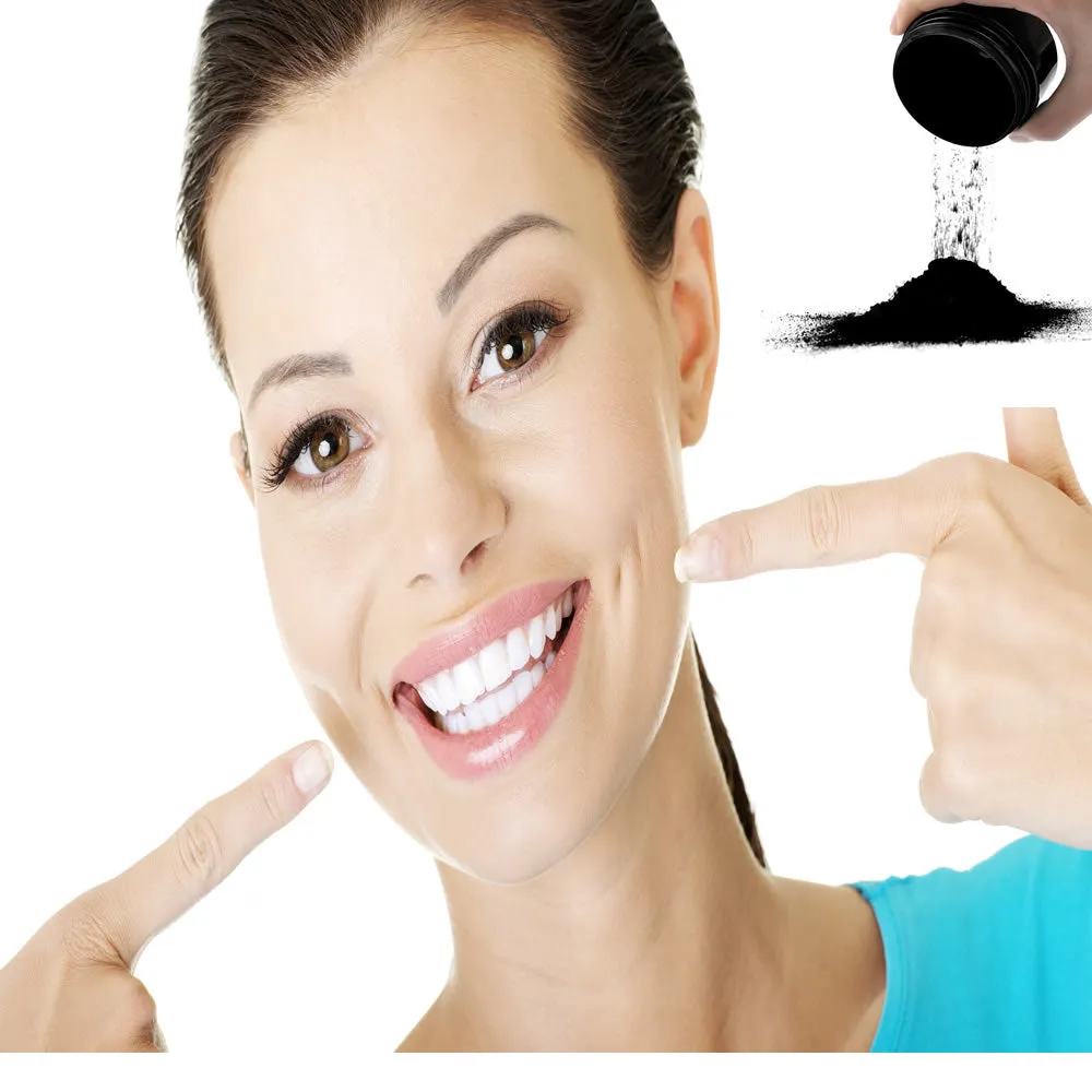 Sexy Sparkles 100% ORGANIC COCONUT ACTIVATED CHARCOAL NATURAL TEETH WHITENING POWDER WITH BAMBOO TOOTH BRUSH