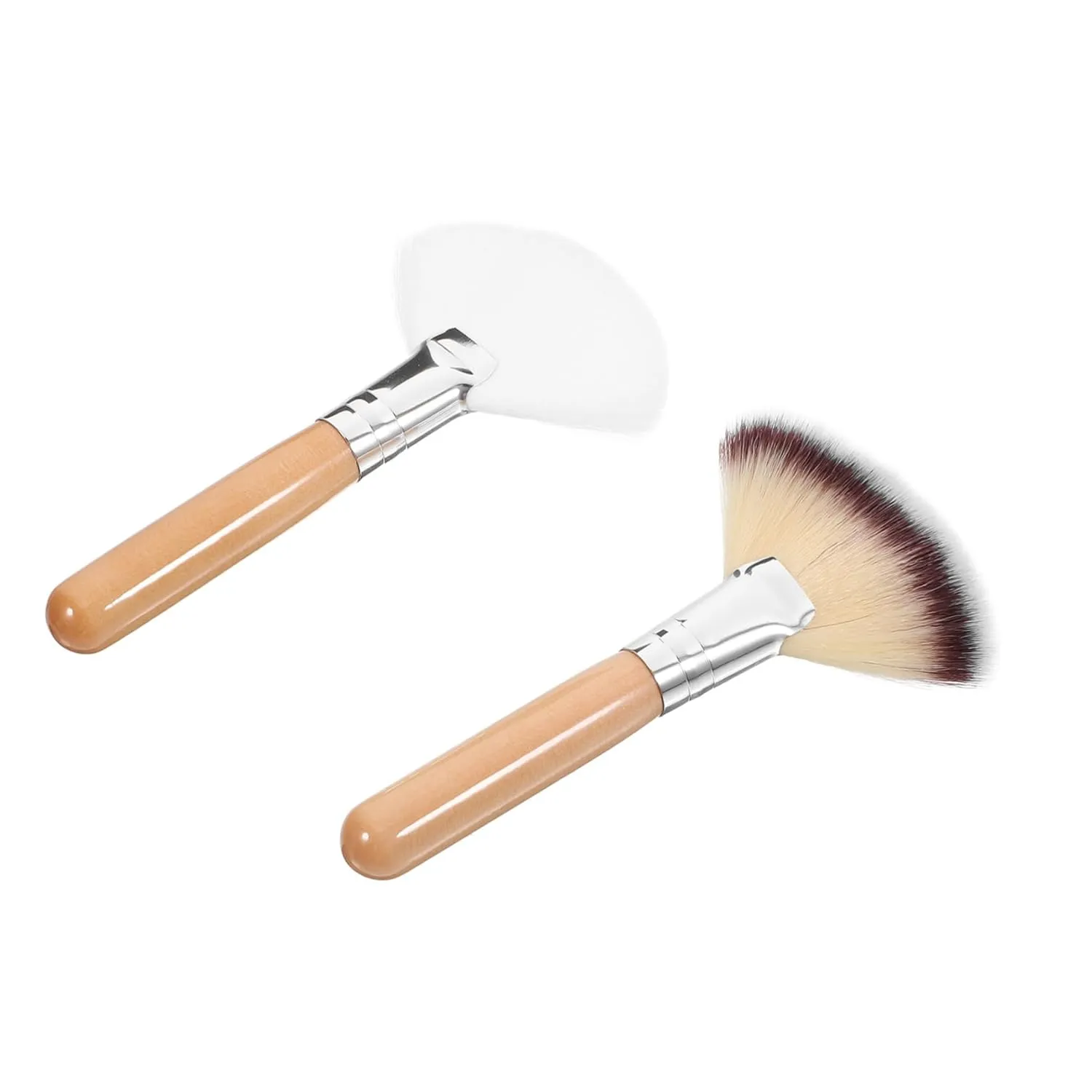 SOIMISS 2Pcs Fluffy Fan Makeup Brush for Powder Foundation and Blush Applicator Handle Facial Brushes for Contouring and Blending Soft Hair for Smooth Application