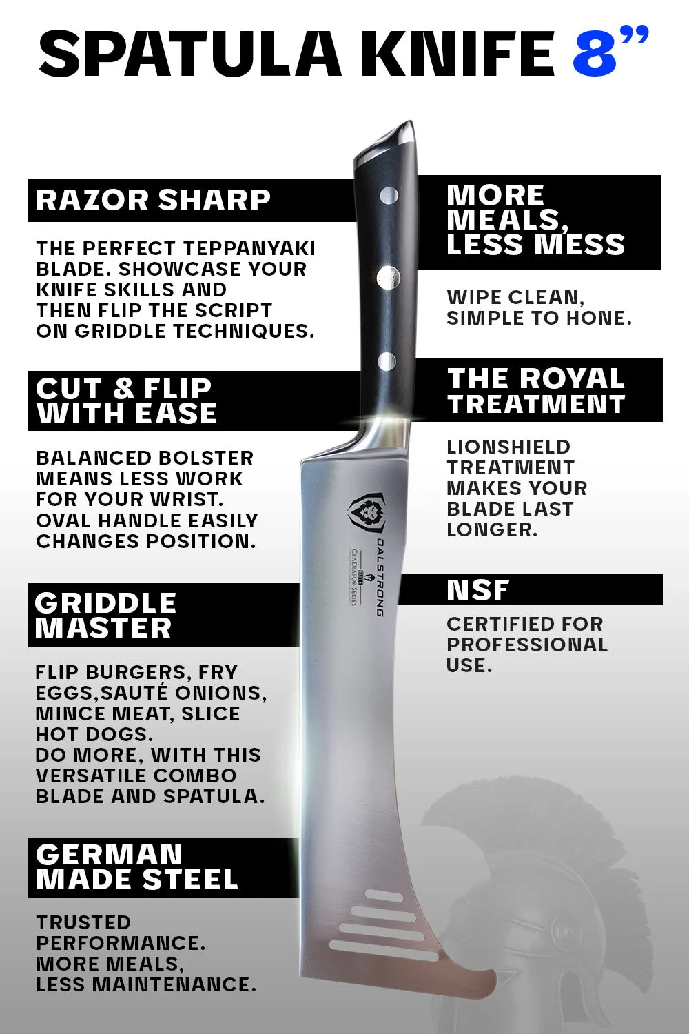 Spatula Knife Hybrid Utensil 8" | Gladiator Series | NSF Certified | Dalstrong ©