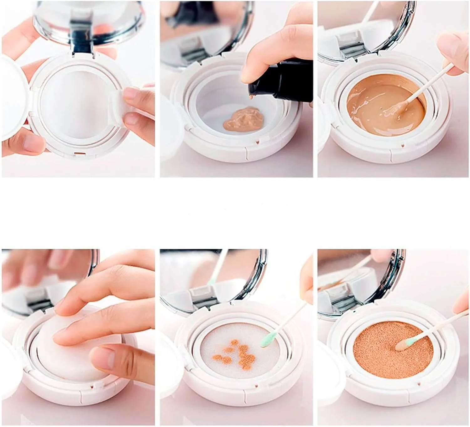 Stained Glass Little Bunny Sleeping on Sunflower Air Cushion Puff Box Portable Cosmetic Makeup Case Container, Loose Powder Foundation Container