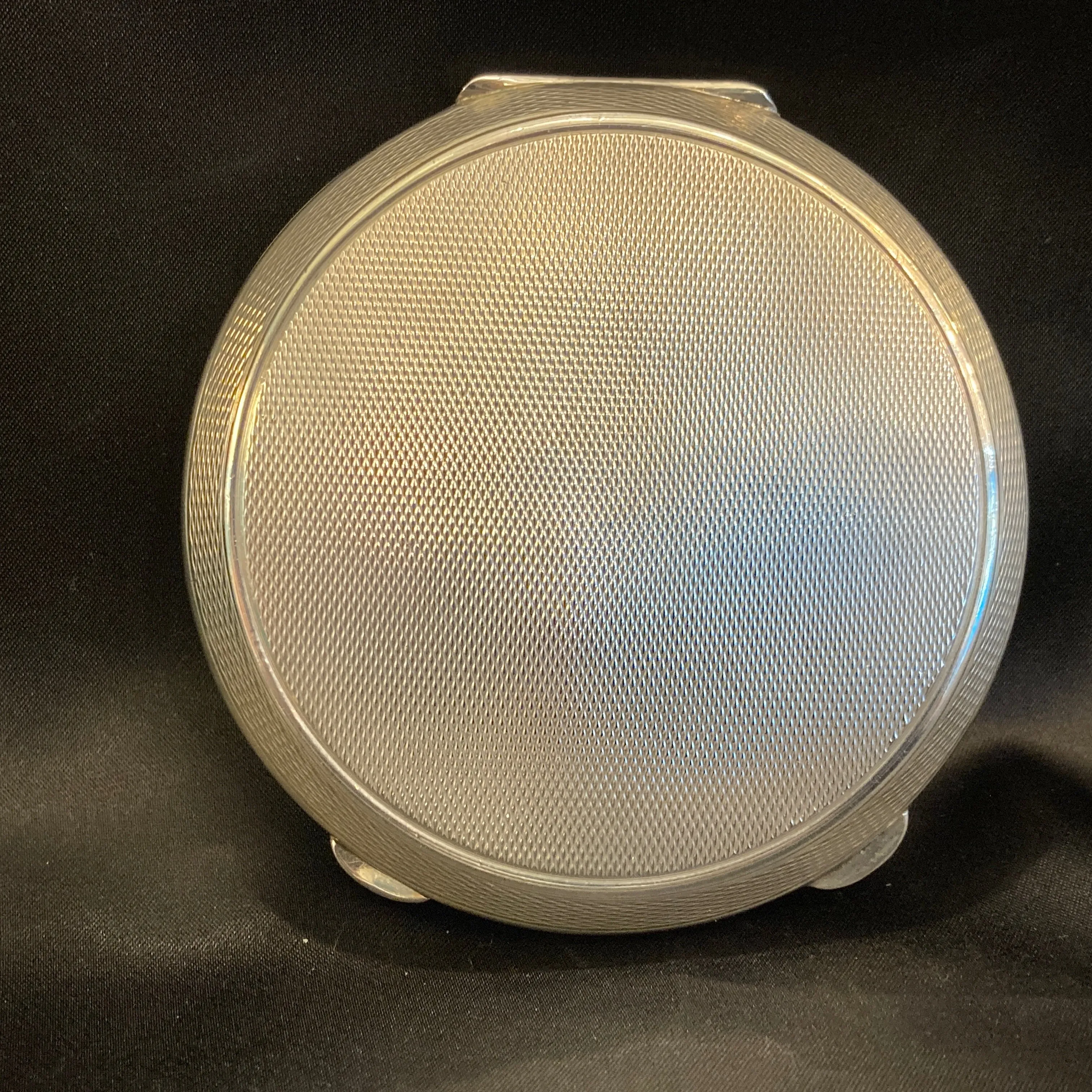 Sterling silver and enamel powder compact