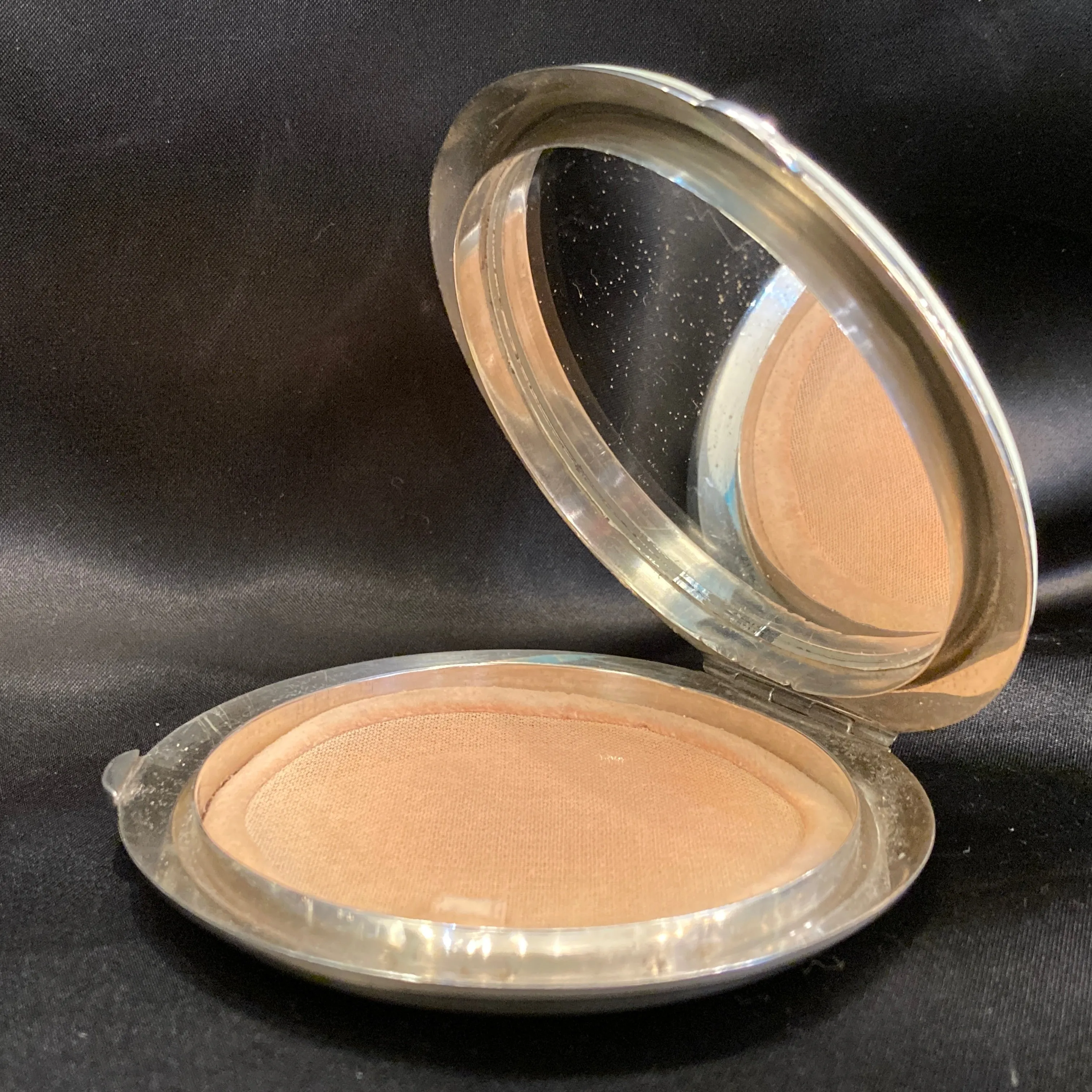 Sterling silver and enamel powder compact