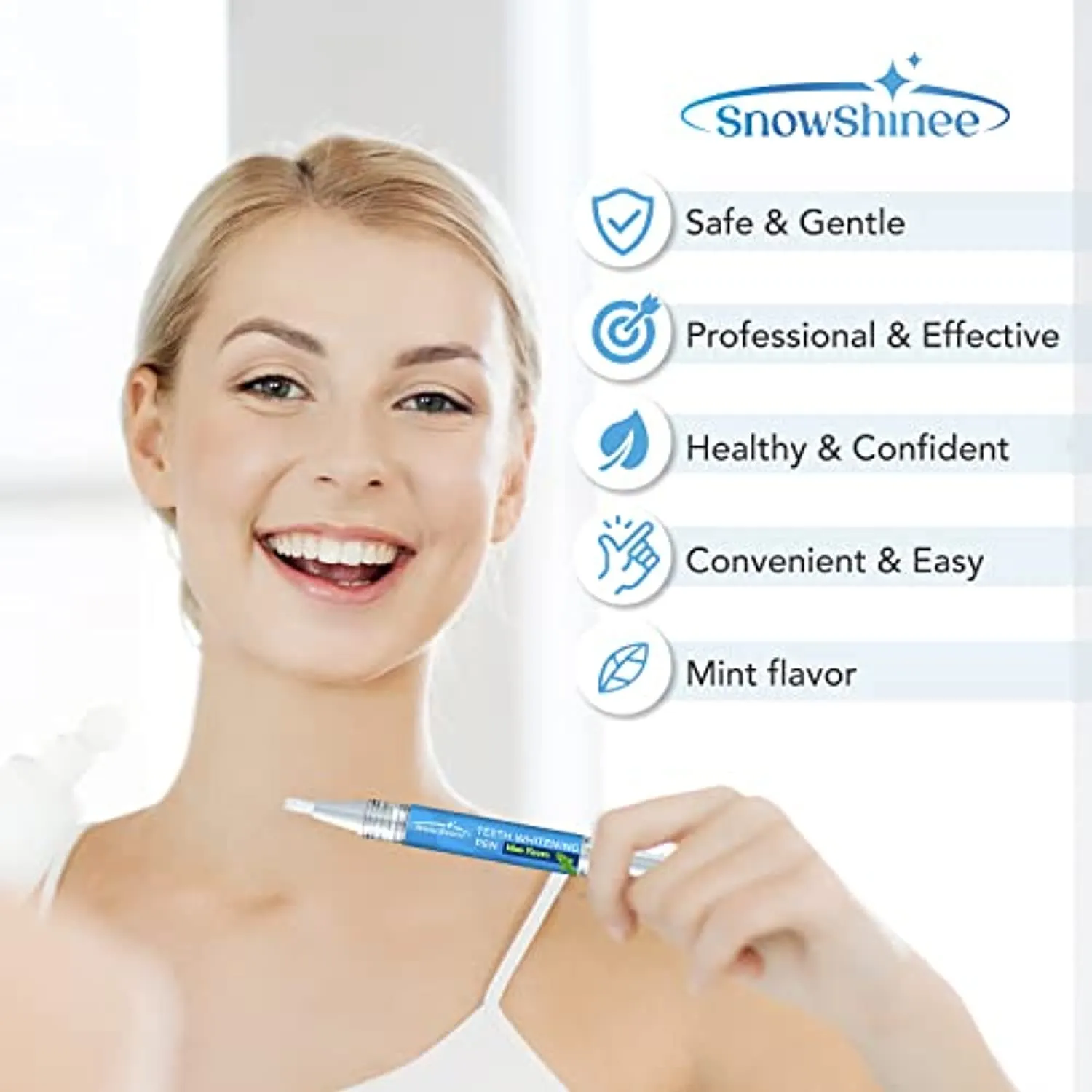 Teeth Whitening Pen - Teeth Stain Remover to Whiten Teeth - Effective & Painless Whitening, No Sensitivity, Easy to Use, Natural Mint Flavor, 2Pcs