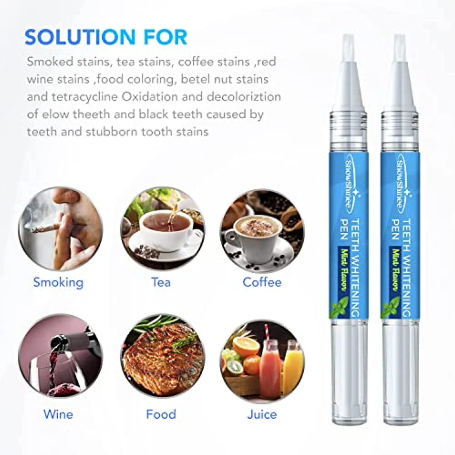 Teeth Whitening Pen - Teeth Stain Remover to Whiten Teeth - Effective & Painless Whitening, No Sensitivity, Easy to Use, Natural Mint Flavor, 2Pcs
