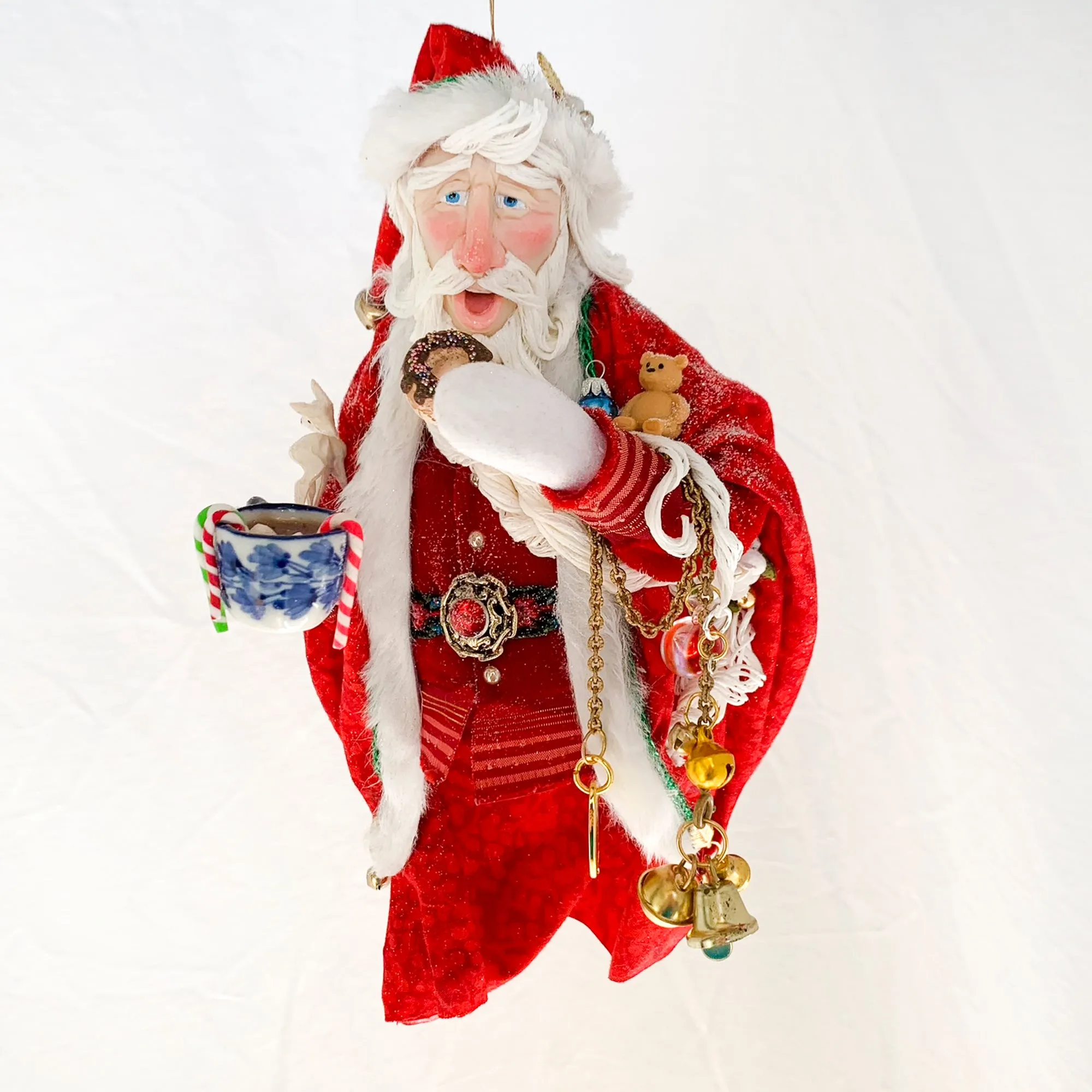 Treats left for Santa - Enjoying a doughnut and hot coco - Hanging Ornament - Christmas Collectable