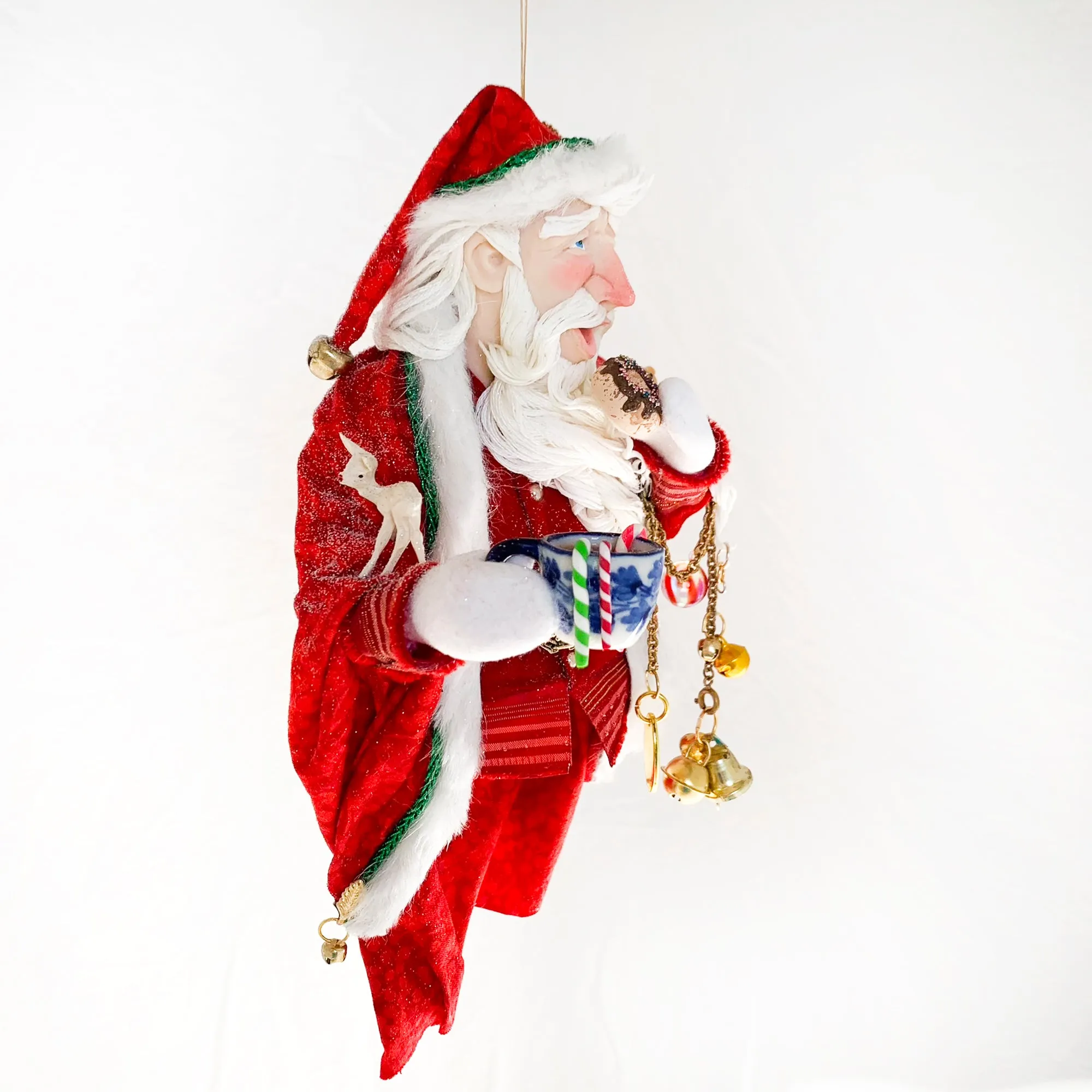 Treats left for Santa - Enjoying a doughnut and hot coco - Hanging Ornament - Christmas Collectable