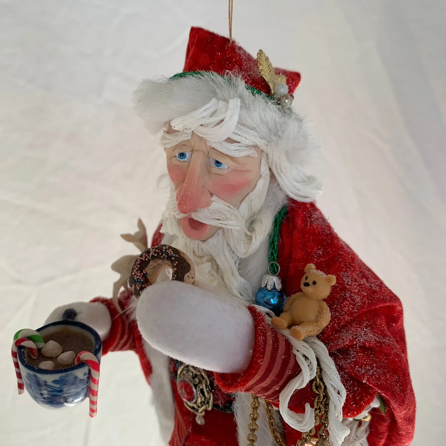 Treats left for Santa - Enjoying a doughnut and hot coco - Hanging Ornament - Christmas Collectable