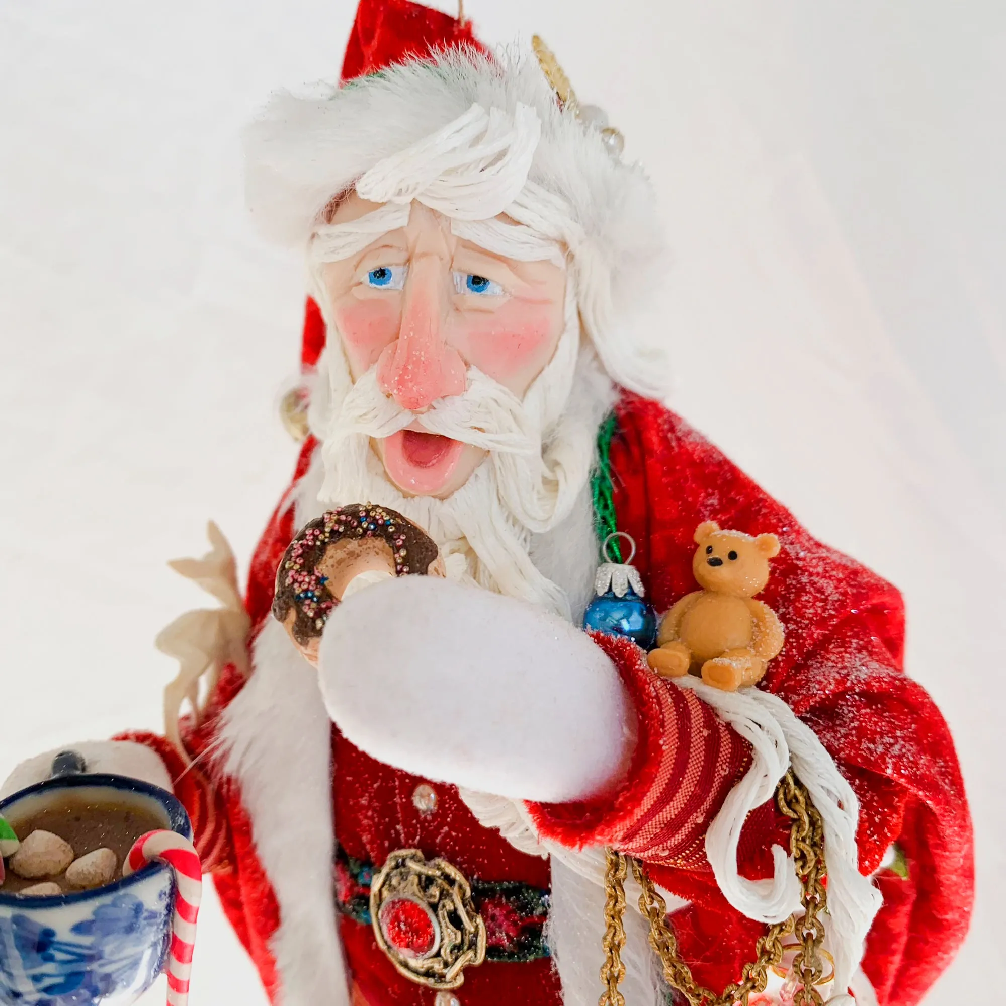Treats left for Santa - Enjoying a doughnut and hot coco - Hanging Ornament - Christmas Collectable