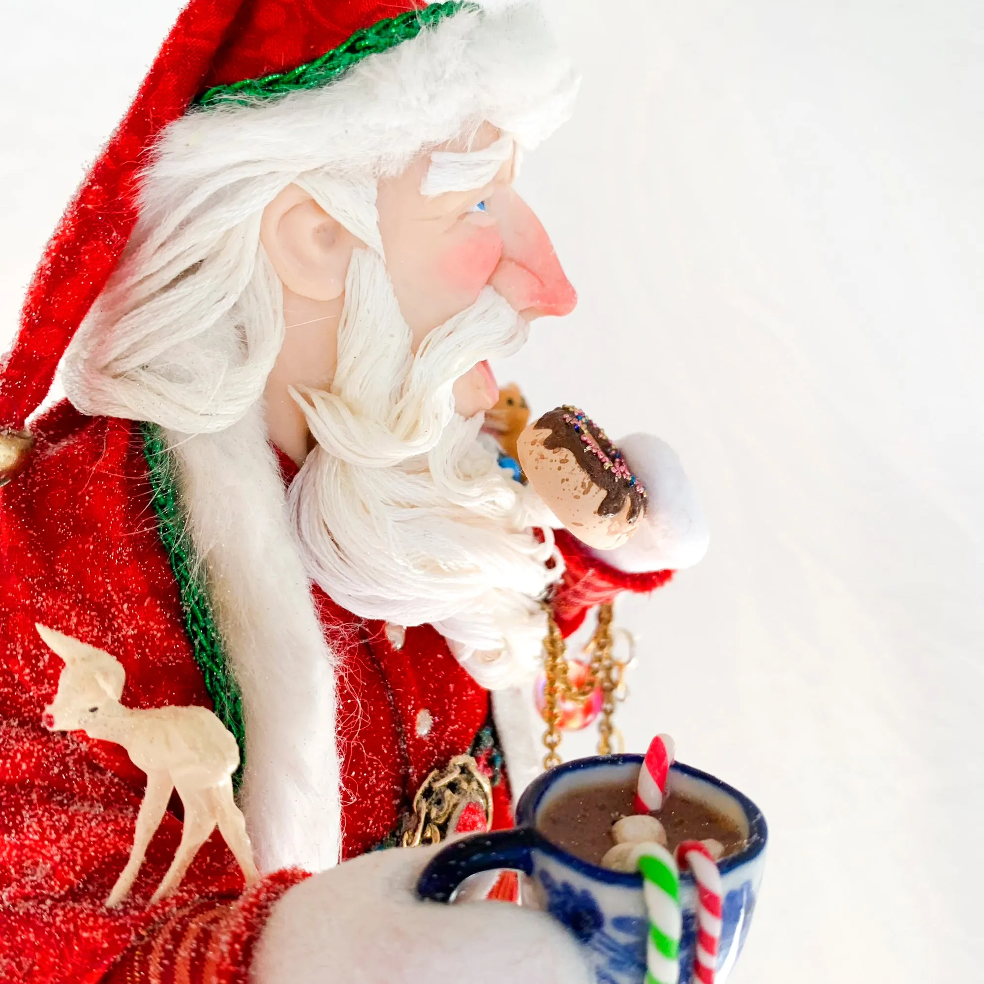 Treats left for Santa - Enjoying a doughnut and hot coco - Hanging Ornament - Christmas Collectable