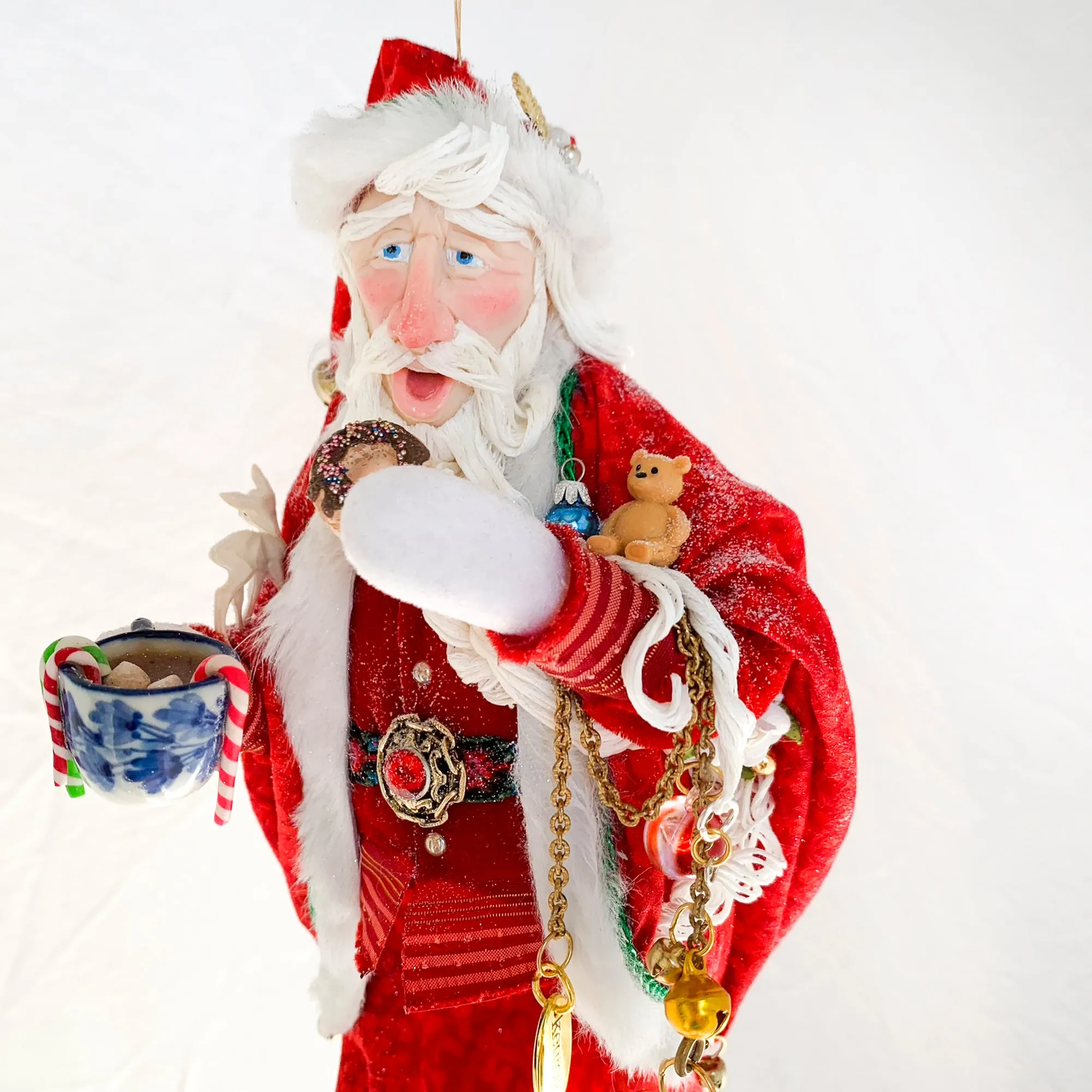 Treats left for Santa - Enjoying a doughnut and hot coco - Hanging Ornament - Christmas Collectable