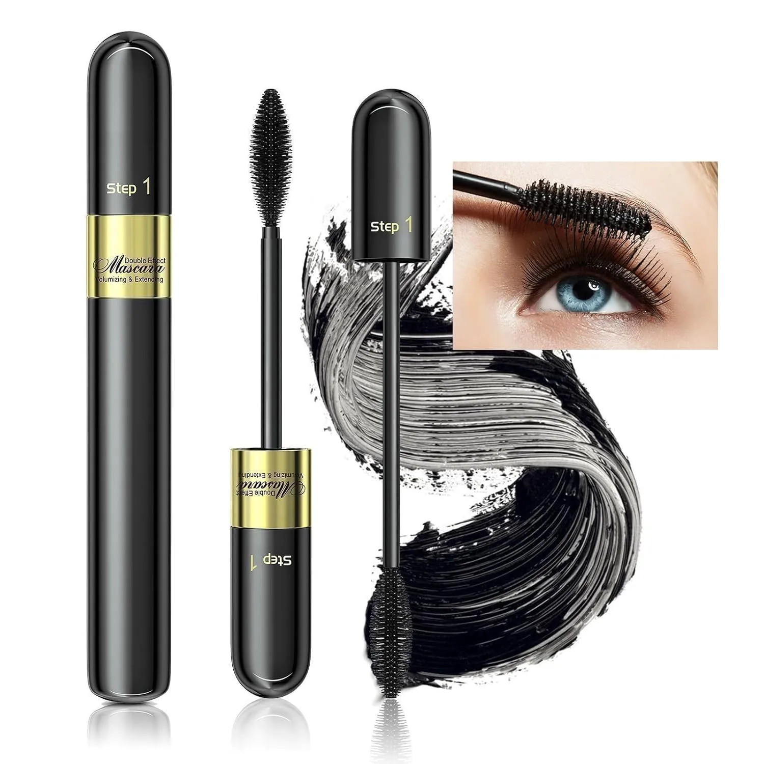 Tubing Mascara for Volume & Length, No Clumping 2-1 Mascara Long - Lasting Waterproof Formula and Lifting for a Charming Curling Effect, Cruelty Free Eye Make up