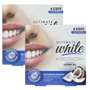 ULTIMATE WHITE WHITENING DENTAL STRIPS INFUSED WHITE COCONUT OIL Oral Tooth Whitening Gentle / Ultimate White Infused with Coconut Oil