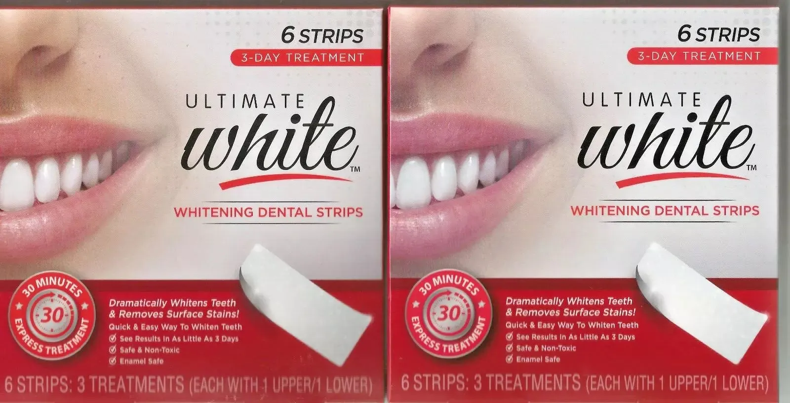 ULTIMATE WHITE WHITENING DENTAL STRIPS INFUSED WHITE COCONUT OIL Oral Tooth Whitening Gentle / Ultimate White Infused with Coconut Oil