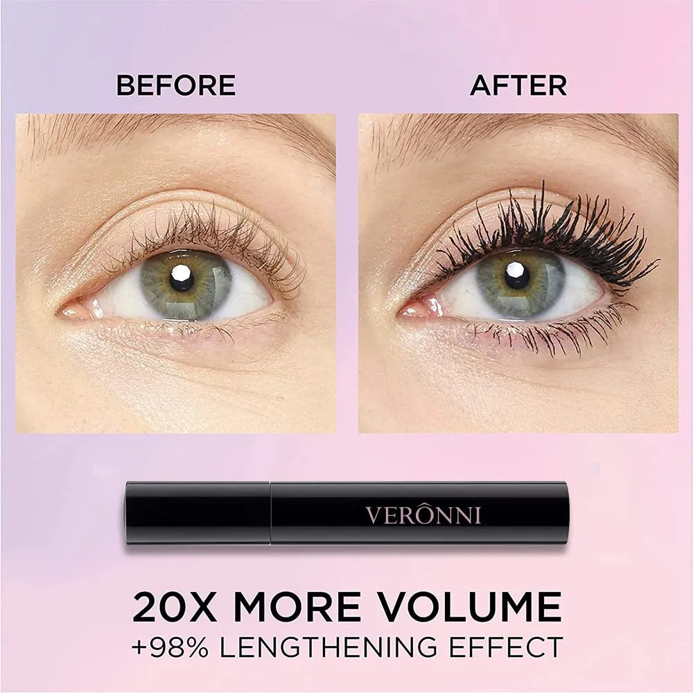 VERONNI White Mascara,Waterproof Curling Thick Lengthening Eyelash Mascara,Lifts and Extends Lash Length, Clump Resistant,Non-smudge Eyelash Colorful Extension Curl Mascara Makeup (02-White)