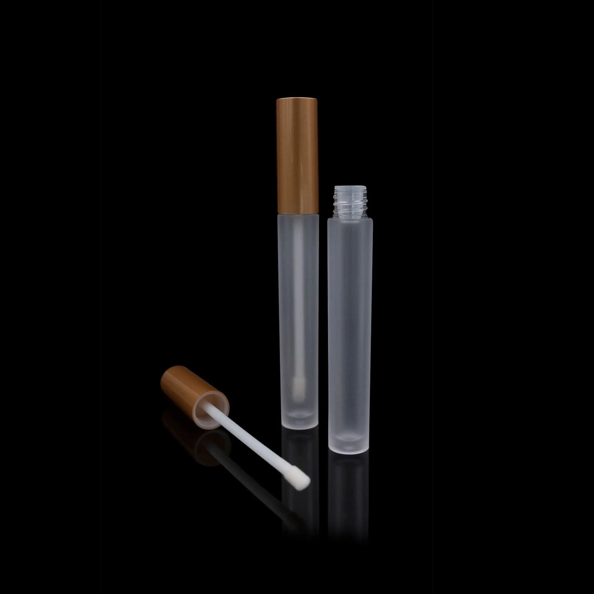 Vibe Lip Gloss Container Matte Gold Cap with Frosted Bottle