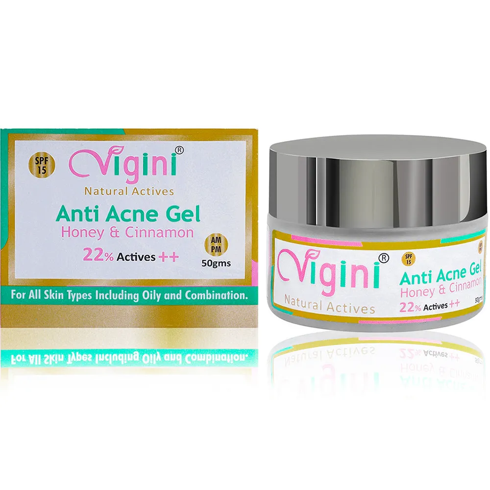 Vigini 22% Actives Anti Acne Oil Control Face Gel 50g & 30% Actives Foaming Toning Cleansing Wash 150ml