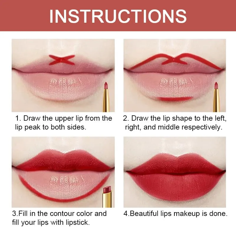 Waterproof Dual-Ended Chestnut Nude Brown Matte Lip Liner & Lipstick Set - 3 Pcs for Long-Lasting Wear