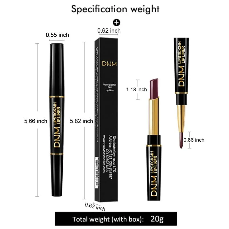 Waterproof Dual-Ended Chestnut Nude Brown Matte Lip Liner & Lipstick Set - 3 Pcs for Long-Lasting Wear