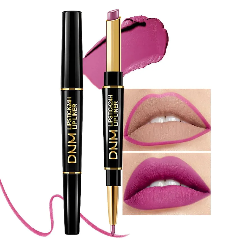 Waterproof Dual-Ended Chestnut Nude Brown Matte Lip Liner & Lipstick Set - 3 Pcs for Long-Lasting Wear