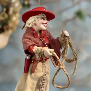 Western Country Christmas Tree Hanging Ornament-Calamity Jane American Notorious Gunslinger - Limited Edition Handmade-Sculptor Ken Fedoruk