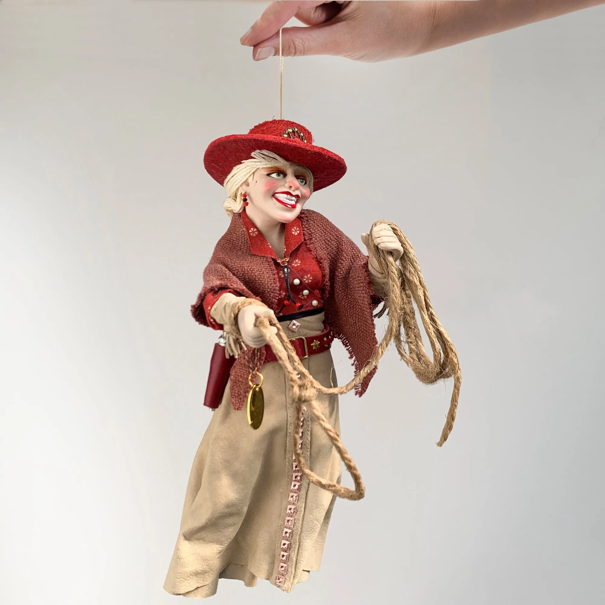 Western Country Christmas Tree Hanging Ornament-Calamity Jane American Notorious Gunslinger - Limited Edition Handmade-Sculptor Ken Fedoruk