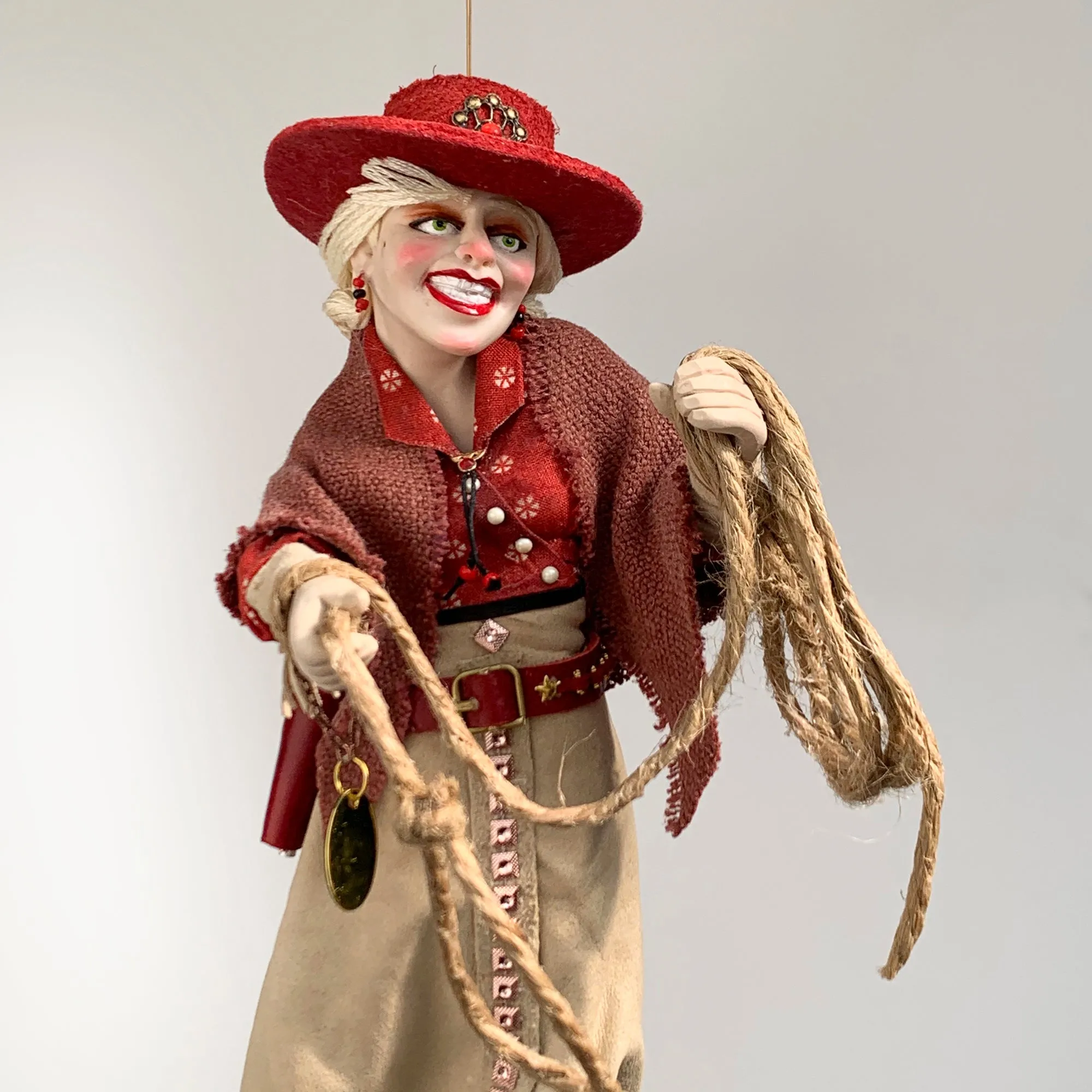 Western Country Christmas Tree Hanging Ornament-Calamity Jane American Notorious Gunslinger - Limited Edition Handmade-Sculptor Ken Fedoruk