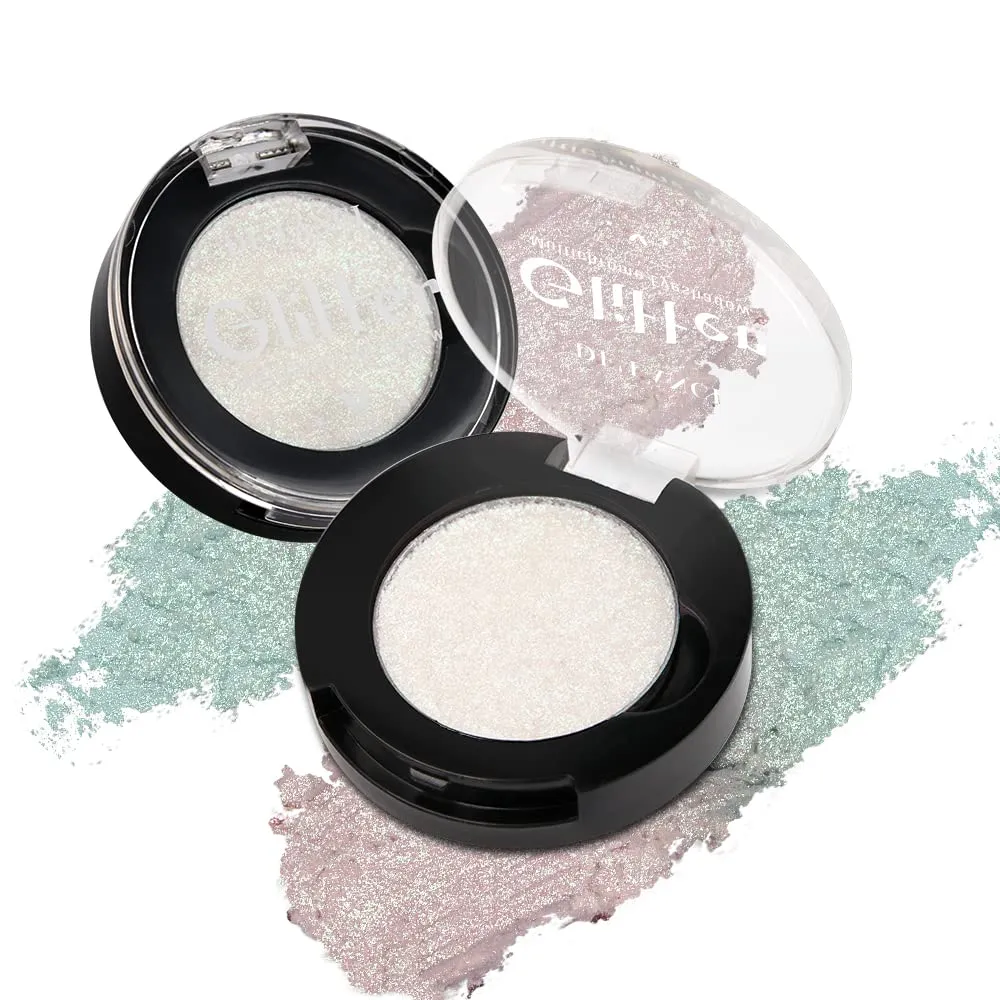 White Shimmer Eyeshadow Palette Chameleon Holographic, Multichrome Bright Eye Shadow,Duochrome Iridescent Metallic Eye Makeup,Multi-Reflective Finishes,Talc Free,Pink Green,#4 A