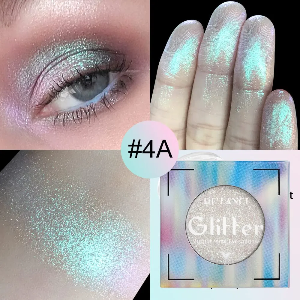 White Shimmer Eyeshadow Palette Chameleon Holographic, Multichrome Bright Eye Shadow,Duochrome Iridescent Metallic Eye Makeup,Multi-Reflective Finishes,Talc Free,Pink Green,#4 A